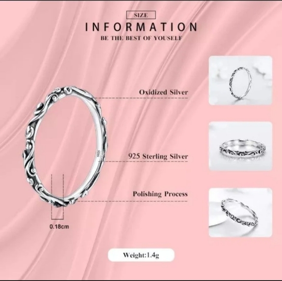 🆕Sterling Silver Carved Stack Ring. - Picture 5 of 14